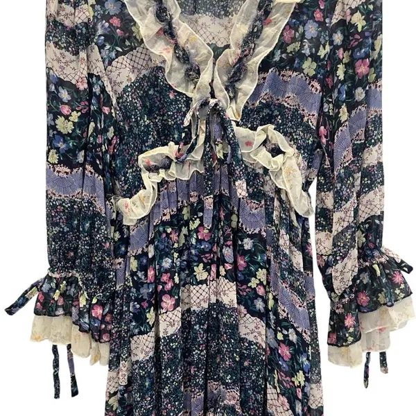 Its Anitsa Paris Womens M Floral Camelia Dress France T2 Vintage - Image 4