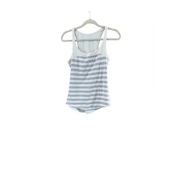 Lululemon Striped Gray and White Women's Tank Top - Image 2