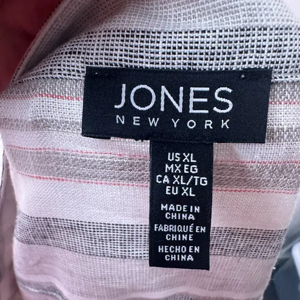 Jones New York Linen Gray Blue Stripes Lightweight JACKET/Blazer SIZE XL EUC - Image 8
