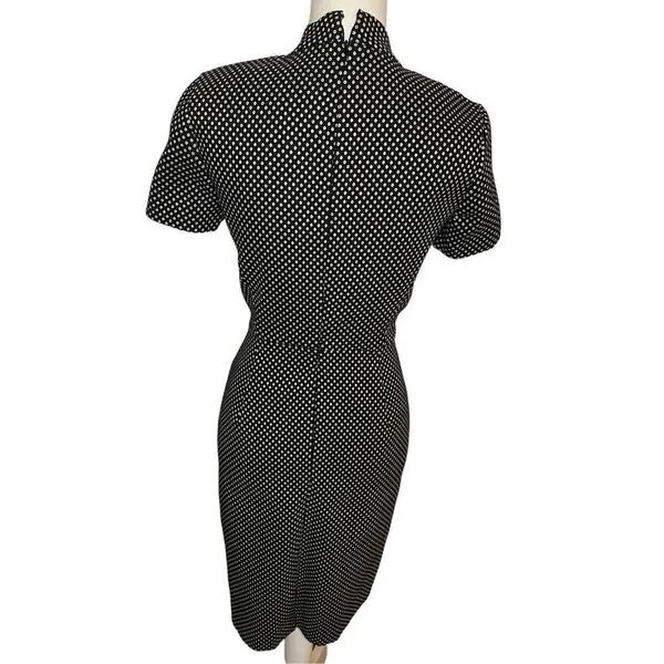 NWT JCrew Mock Neck Jacquered Sheath Dress Black/ Metallic Gold Short Sleeve Siz - Image 4