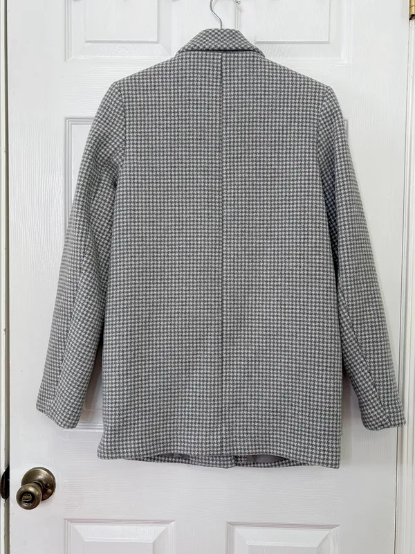 Abercrombie & Fitch Houndstooth Blazer Coat XS Classic Preppy Old Money Gray - Image 3