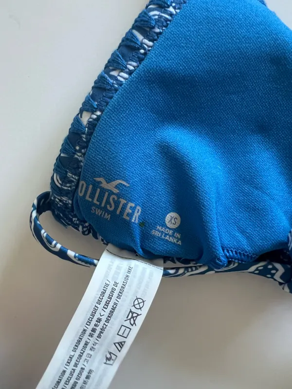 {Hollister} Brand New Blue Embroidered Stitch Triangle Bikini Top - Image 6