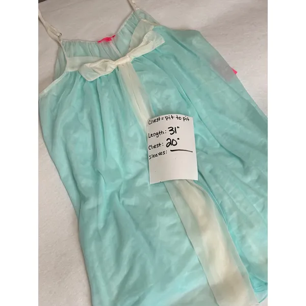 NWT Vintage Betsey Johnson Teal Tricot Nylon Babydoll Chemise Slip Dress Y2K S - Image 6