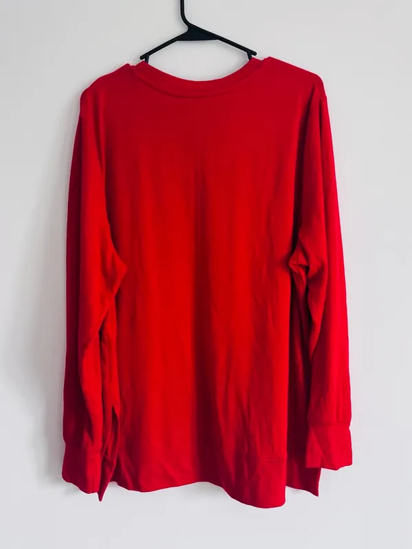 Holiday Time Red Long-Sleeve 'JOY' Graphic Sweatshirt with Leopard Print - Image 3