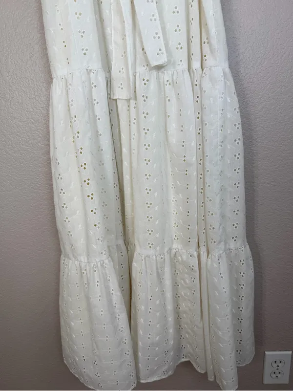 Roberta Vintage 70’s White Cotton Eyelet Lace Tiered Maxi Sundress 7 Cottage - Image 12