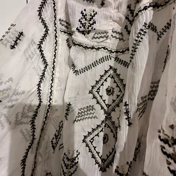 FREE PEOPLE NWT SUNSET TANK Embroidered White and Black Women's Halter Top - Image 5