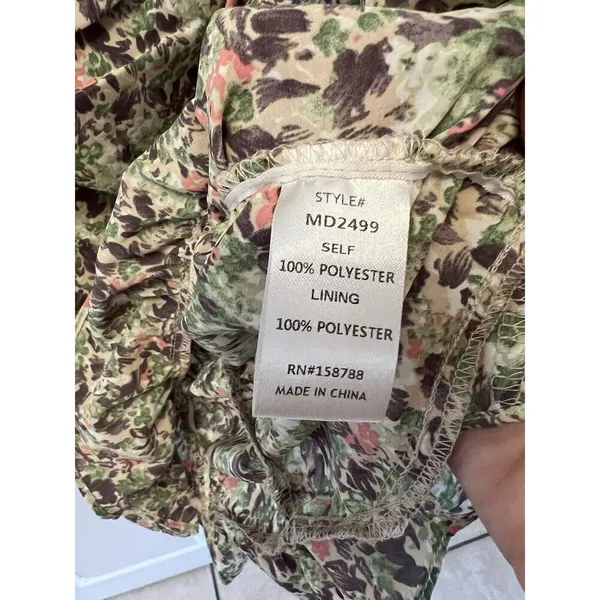 Mable Dress Women’s‎ Size M Multi Color Floral Ruched Short Sleeve Rear Zip NWT - Image 3