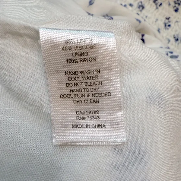 House of Harlow Linen Smocked Bodice Square Neck Floral Cottage Coquette Soft XS - Image 12