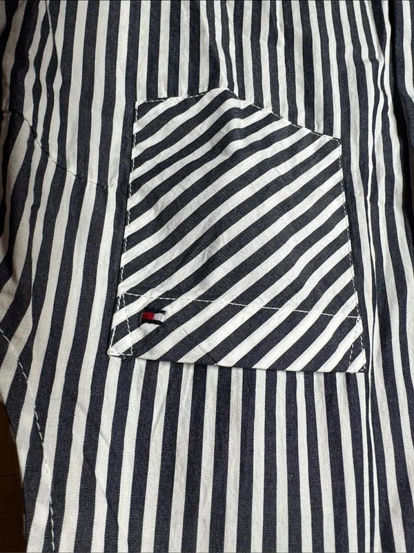 Tommy Hilfiger Navy White Striped Sleeveless Button Down Shirt Size Medium - Image 4