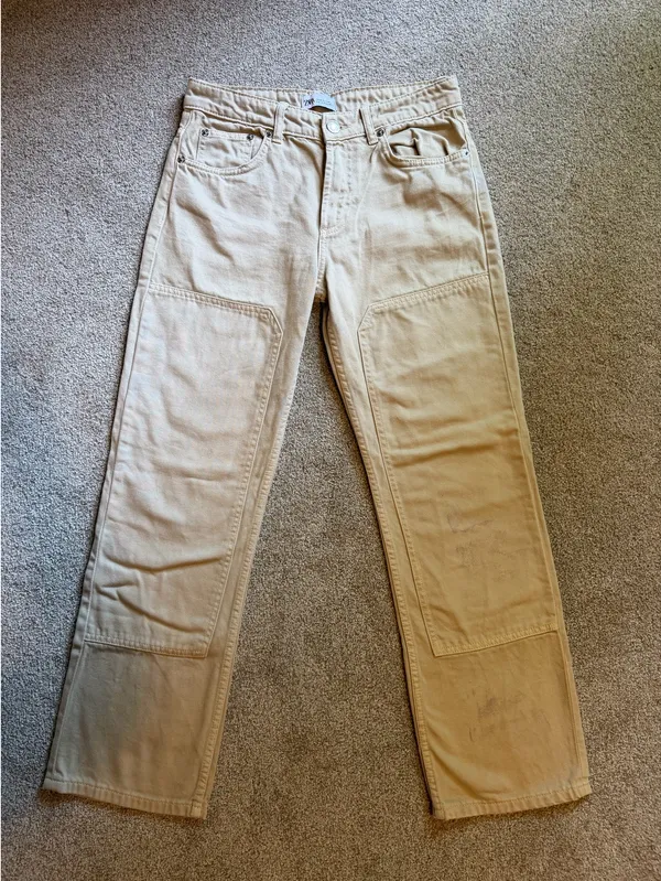 ZARA Cream Straight Leg Cargo Pants - Image 2