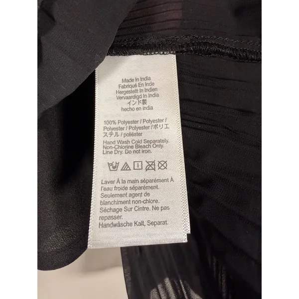 Madewell Pleated V-Neck Bell Sleeve Top Black Womens Medium Camisole‎ Lined goth - Image 5