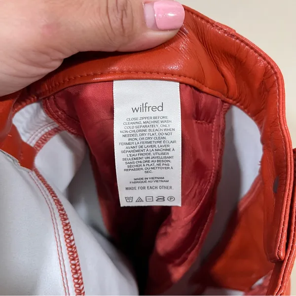 Aritzia The Melina Wilfred vegan leather pants fire orange 4 high rise straight - Image 9