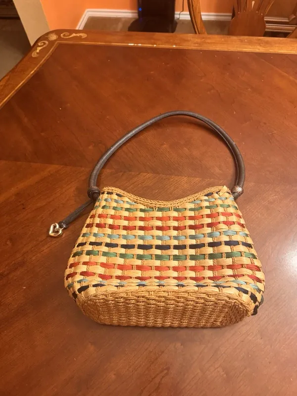 Brighton, Straw and Red Leather Shoulder Bag - Image 4