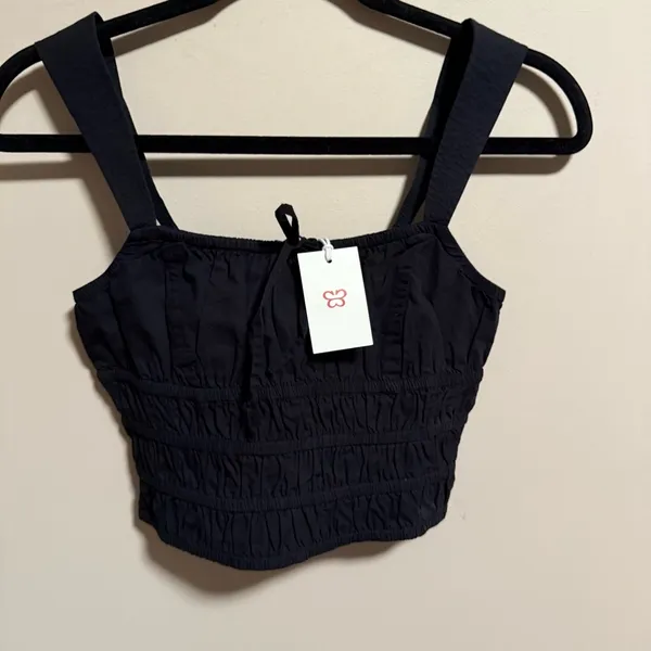 NWT Aritzia Sunday Best Martine Poplin Top Black- Size Small - Image 5