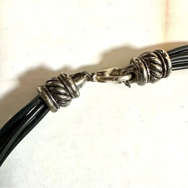 Silver tone double heart pendant necklace on black cord - Image 8