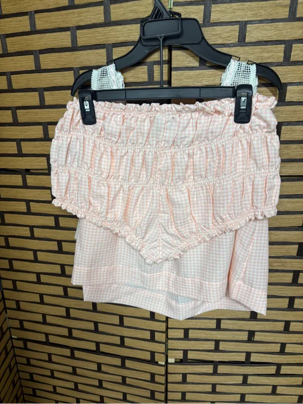 Lee pink and white sleep shirt set size small - Image 3