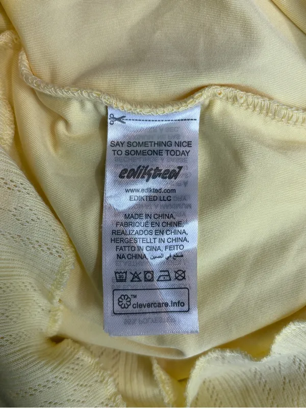 Edikted Yellow bohemian girly Ruffled Slip Dress with Pink Rose Accent size xs - Image 11