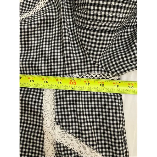 Free People Sunny Day Floral Embroidered Gingham Mini Dress Womens Medium Lace - Image 6