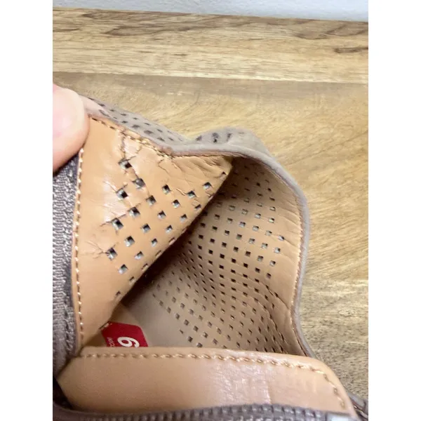 Franco Sarto Taupe Suede Perforated Pointed Toe Kitten Heel Booties 6.5 - Image 14