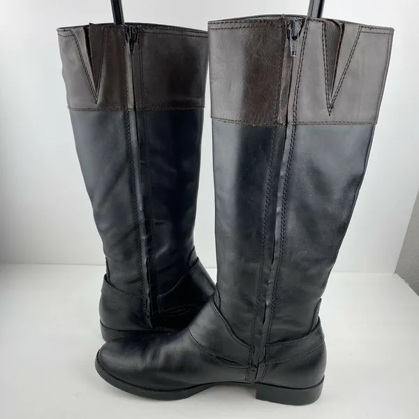 Ralph Lauren Sulita Harness Riding Boots Size 8‎ Black Brown Leather Knee High - Image 7