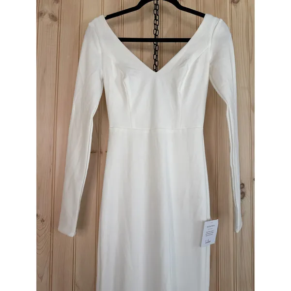 NWT Lulus Feeling of Forever White Long Sleeve Mermaid Maxi Dress Wedding XXS - Image 6