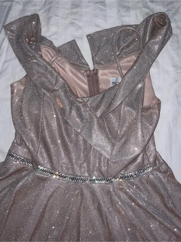 Sparkling Rose Gold Fit-and-Flare Party Dress - Image 3