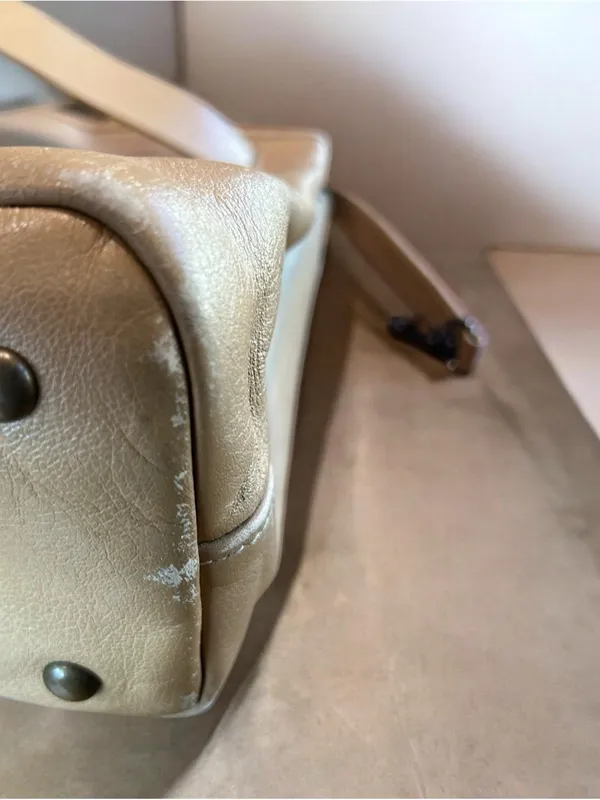 LONGCHAMP Belt Leather Hand Tote Bag Women Yellow /tan Genuine - Image 6