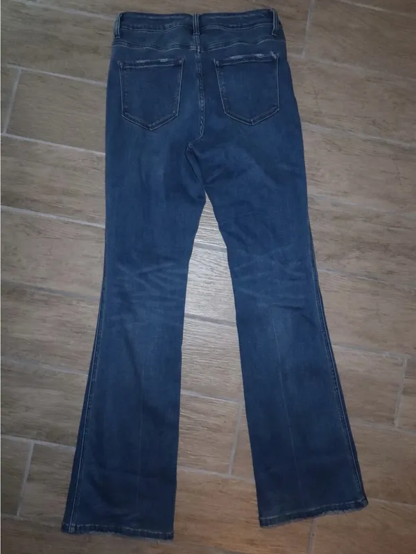 Vervet Flying Monkey High-Rise Flare Jeans in Dark Blue Wash - Image 9
