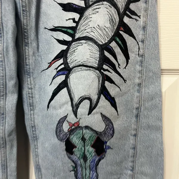 GARAGE baggy barrel jeans size‎ 26 customized distressed - Image 3