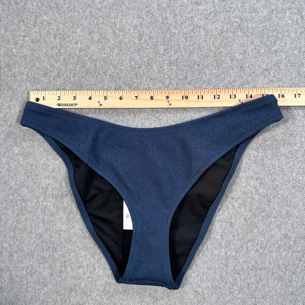 J.Crew Textured Curved Waist Cheeky Bikini Swim Bottom Size Large Blue BC050 New - Image 2