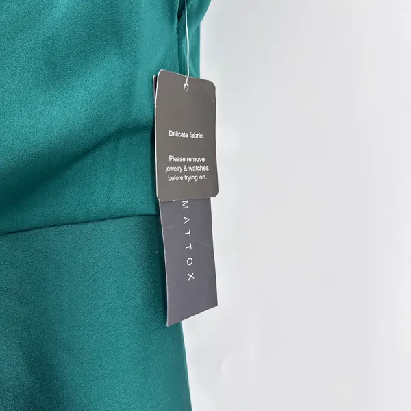Aidan Mattox‎ Gown 8 Emerald Green Beaded Peplum V-Neck Maxi Slit Dress NWT - Image 3