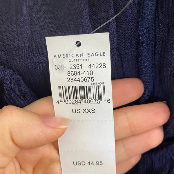 American Eagle Embroidered Navy Off-the-Shoulder Cold Shoulder Top NWT AE ! New - Image 7