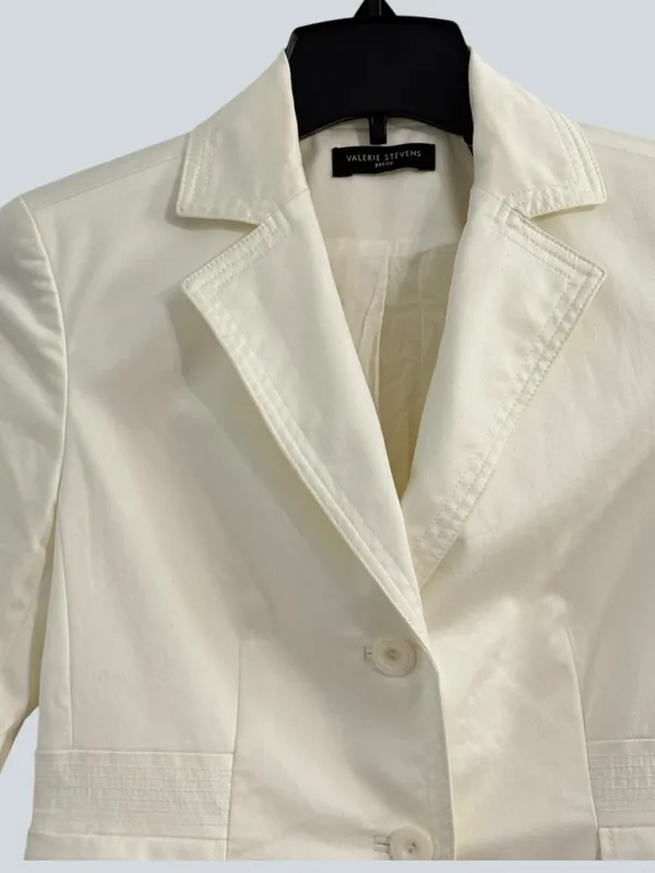 Valerie Stevens Petite Cream Blazer Jacket 6P Structured 3/4 Sleeve Career Chic - Image 6