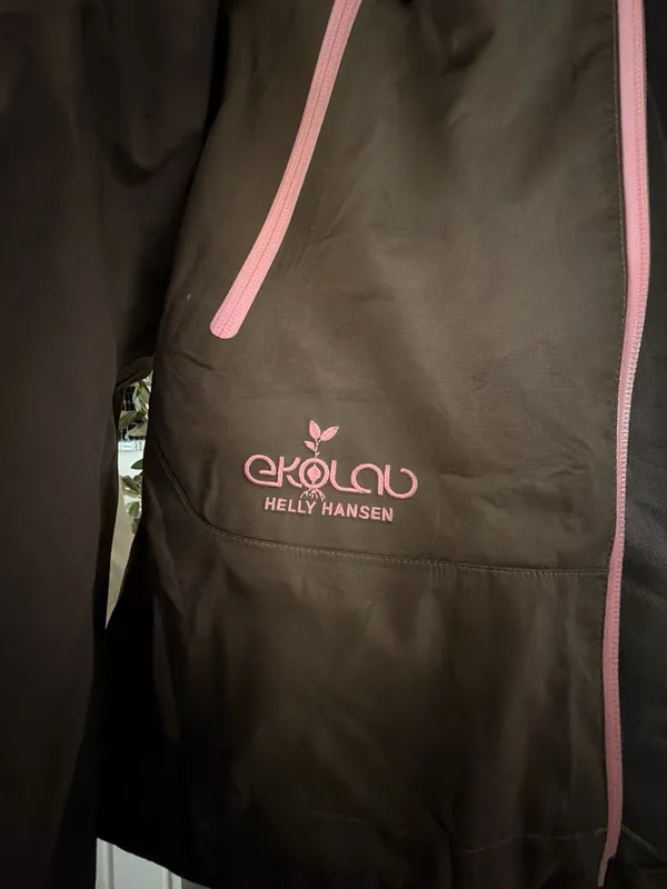 Brown & Pink Hooded Rain Jacket Size M Waterproof Shell Helly Hansen Ekolou - Image 5