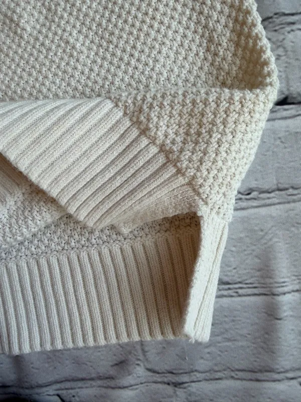 Old Navy Fisherman White Knit Pullover Preppy Sweater Unisex Small Tennis READ - Image 3