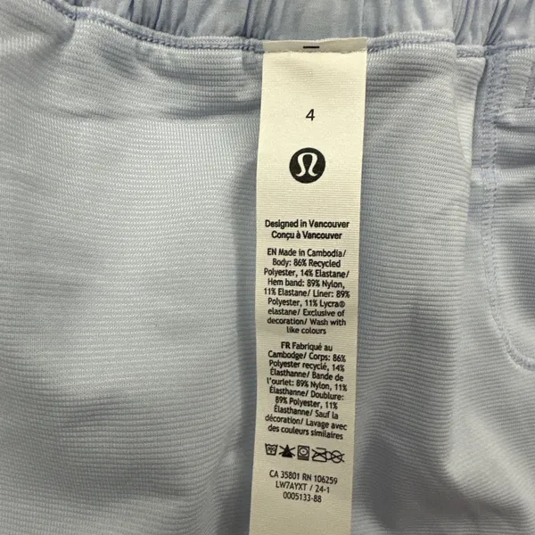 Lululemon Hotty Hot Shorts High Rise 4" Blue Linen Athletic Athleisure Women's 4 - Image 5