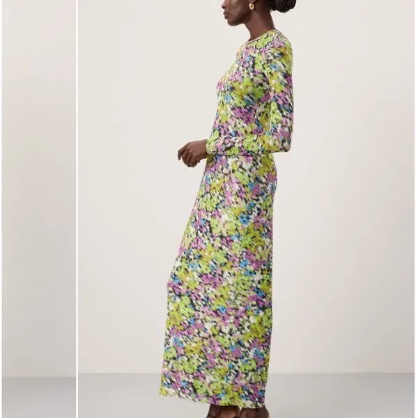 AFRM Abstract Mesh Maxi Dress XS Bodycon Slinky Long Sleeve Didi Designer $90 - Image 2