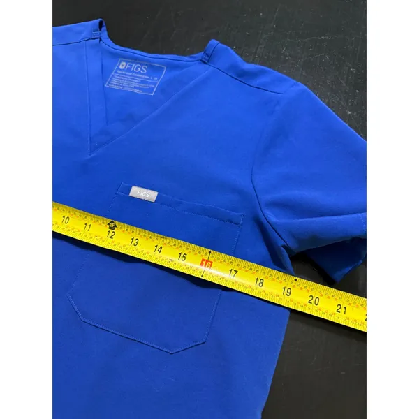 FIGS Technical Collection Royal Blue V-Neck Scrub Top Womens Medium One Pocket - Image 4