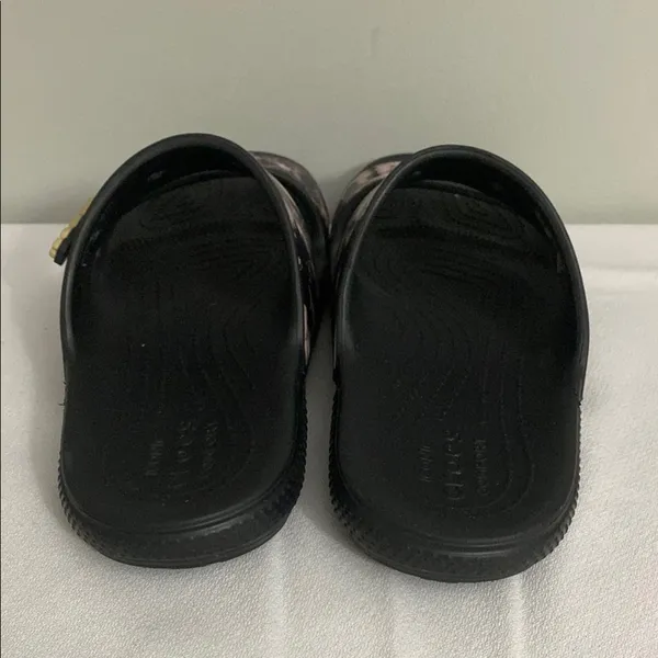 CROCS women’s Black and Purple Tie-Dye Slide Sandals size 9 - Image 5