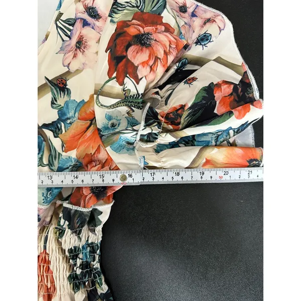 White Floral Maxi Dress Size L Flowy Feminine Long‎ Summer Lightweight Boho - Image 8