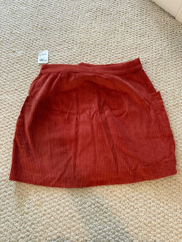Charlotte Russe Women's Corduroy Button-Front Mini Skirt in Rust - Image 2