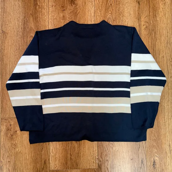 VTG Jaclyn Smith Navy Blue Striped Button Front Cardigan & Top Sweater Womens M - Image 8