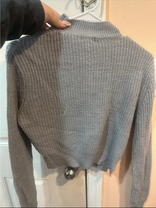 UK2LA Grey Ribbed Mock Neck Knit Sweater - Image 5