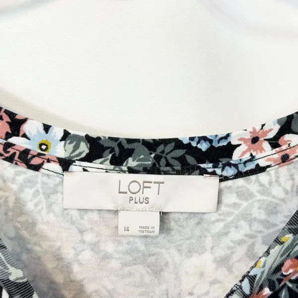 Loft Plus Size‎ 14 Dress Modest Cottagecore Ruffle Shift Smocked Feminine 1819 - Image 9