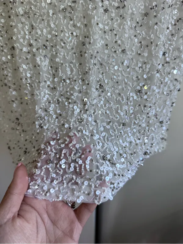 Retrofete Carnegie Sequin white silver beaded dress size small NWT - Image 7