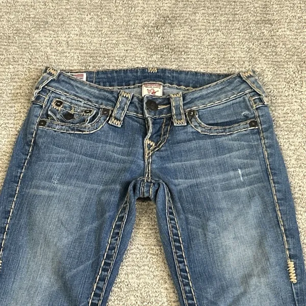 True Religion Billy Super T Jeans Womens 24 Straight Low Rise Actual 26x32 USA - Image 2