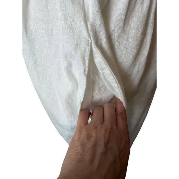 Quince European Linen Fit And Flare Midi Dress Women Small White Square Neck - Image 7