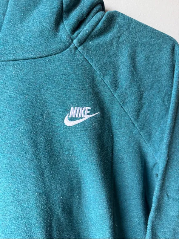 Nike Pullover Hoodie Teal Green Fleece Sweatshirt Medium - Image 2