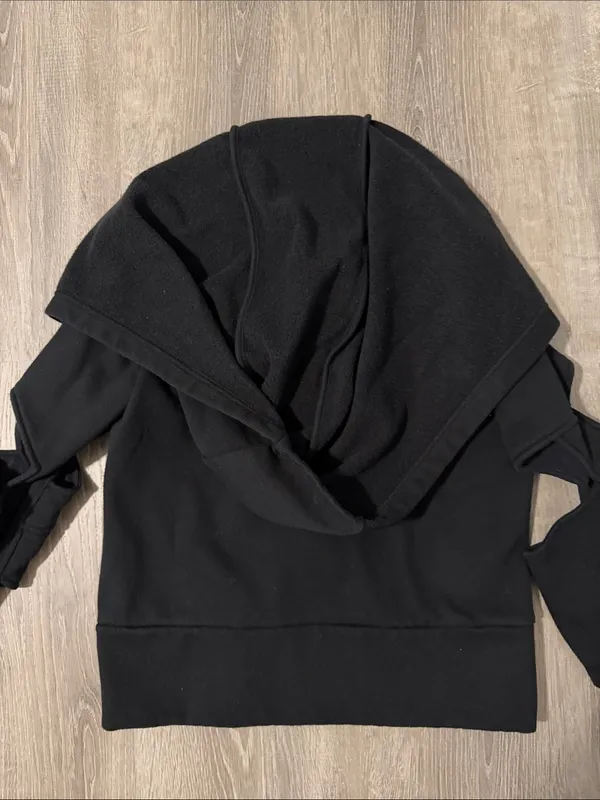 ALO Yoga‎ Small Mix Jacket Zip Up Cut Out Long Sleeve Fleece Hooded Casual Black - Image 6