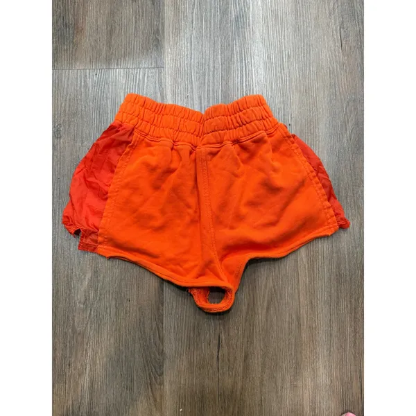 Free People Movement‎ Orange Athletic Shorts Flowy Sheer Overlay Size XS - Image 3